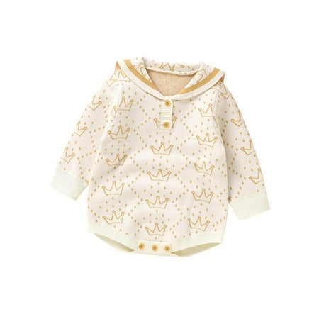 

Toddler Romper Autumn and Winter New Triangle Harshirt Single Long Sleeved Knitted Climbing Suit Outfits for Girls