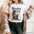 thumbnail image 5 of Spooky Mama Skeleton Halloween T-Shirt, Momster Retro Checkered Tee With Boo Vibes, 5 of 6