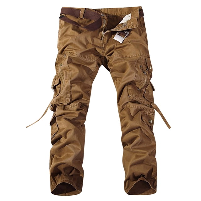 CEHVOM Men's Loose Multi-Pocket Washed Overalls Outdoor Casual Pants Trousers