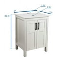 thumbnail image 4 of Fullwatt Modern Storage Space Bathroom Vanity, Wood White, 24" W, 4 of 8