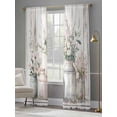 thumbnail image 4 of Botanicals Flower Sheer Curtains for Living Room Bedroom Retro Farm Floral Rustic Wood Grain Sheer Curtains 108 Inch Long 2 Panels Set Light Filtering Curtain Window Treatments Drapes for Dining Room, 4 of 6