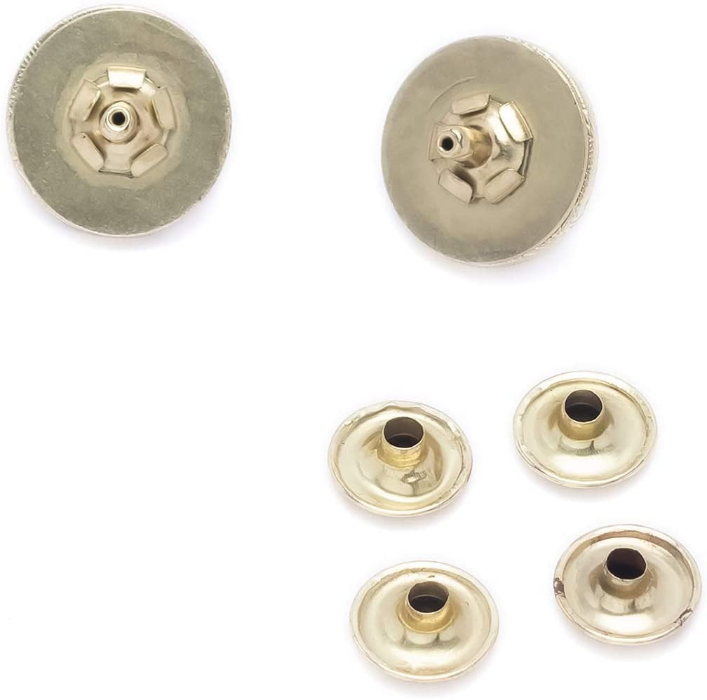 Trimming Shop Magnetic Clasp Snap Fastener Button Double Rivet Closures  (18mm, Silver, 50pcs)