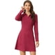 thumbnail image 1 of Vestido acampanado de manga larga con cuello de solapa de gamuza sintética para mujer Rojo Oscuro XL, 1 of 6