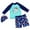 Blue, variant on LNMQLPDBS Toddler Swimsuit 3 Piece Kids Bathing Suit Long Sleeve Shirt Swim Shorts and Hat Cartoon Printed Color Block Boys Rash Guard Quick Dry Swimwear Swimming Lessons Boys Swimsuit ﻿