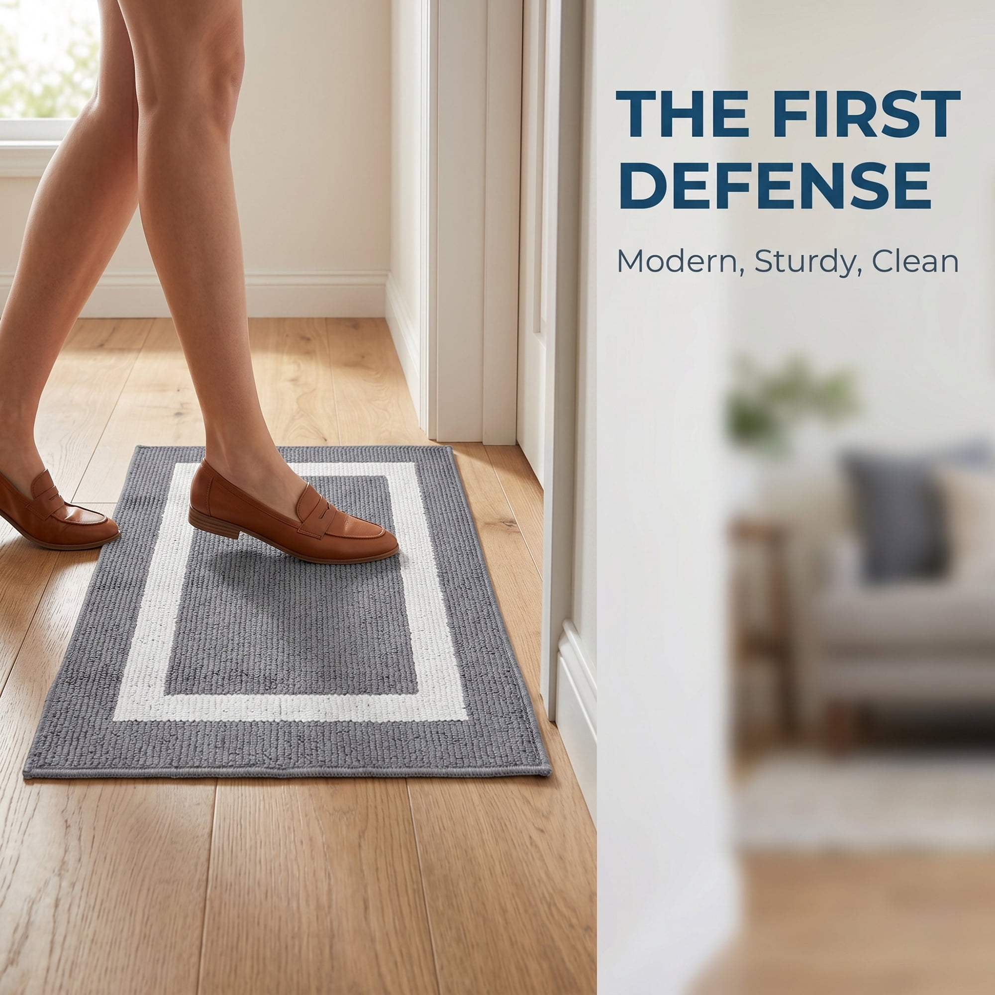 Unique Bargains Waterproof Non-Slip Low-Profile Entryway Rug Door Mat Grey 32" x 20"
