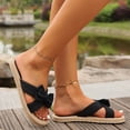 thumbnail image 5 of HomeDM Women's Flat Sandals Espadrilles Cross Strap Open Toe Slide Sandals Dressy Slip On Summer Beach Sandals, Black Size 9, 5 of 8