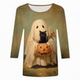 thumbnail image 4 of Godom Halloween Shirts for Women Funny Cute Graphic Tee 3/4 Length Sleeve Tunic Tops Halloween, 4 of 4