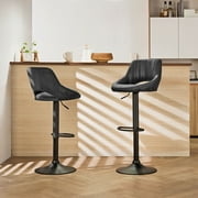 Art Leon Modern Retro Swivel Bar Stools for Kitchen Counter PU Leather Height Adjustable Set of 2 Black