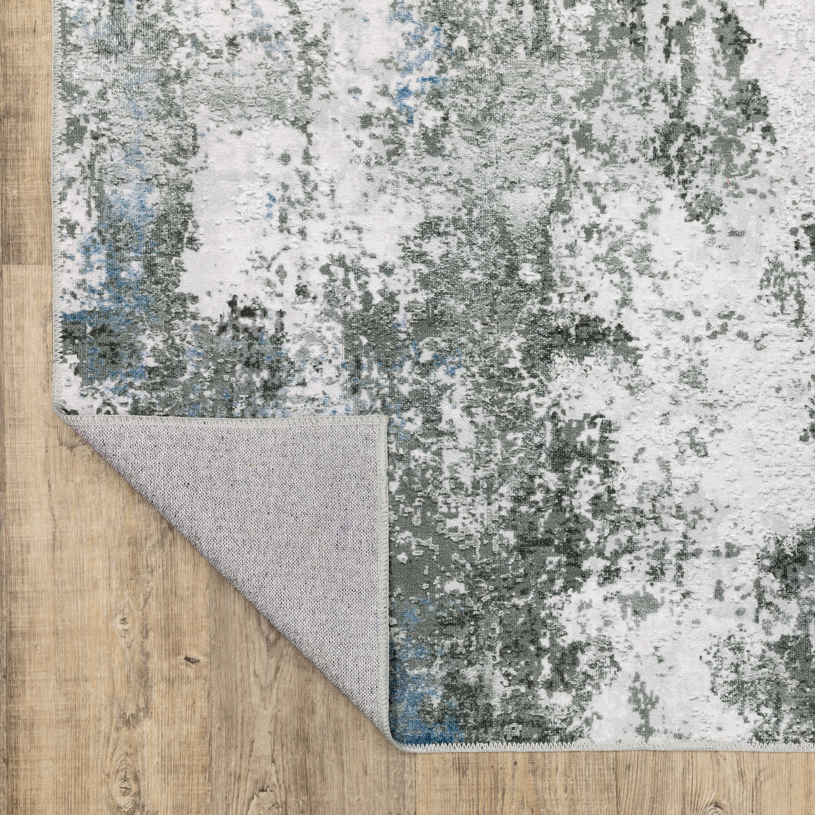 Avalon Home Marlowe Washable Marbled Abstract Grey/ Blue Indoor Area Rug
