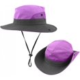 thumbnail image 3 of Sombrero de pesca deportivo al aire libre de verano, sombrero para el sol ultravioleta con orificio para cola de caballo, gorra de cubo Upf 50 para niñas, pesca en la playa de verano, morado, 3 of 5