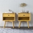 thumbnail image 4 of 2-Piece 1-Drawer Mid-Century Solid Wood Bedroom Nightstand in Light Oak, 4 of 4
