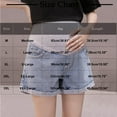 thumbnail image 3 of Hinvhai Maternity Jean Shorts for Women Low Waist Ripped Stretchy Comfy Soft Summer Denim Short Pants White XL(XL), 3 of 6