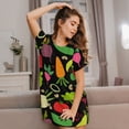 thumbnail image 3 of Balery Cartoon Vegetables Camisón de manga corta con cuello redondo para mujer, cómodo y elegante., 3 of 6