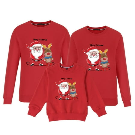 

Merry Christmas Sweatshirt for Family Cute Christmas Sweater for Family Matching Outfits Santa Graphic Long Sleeve Pullover Kids Mama Dad Sweatshirt Christmas Pajamas Clearance Cheap