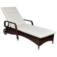 thumbnail image 1 of vidaXL Sun Lounger with Cushion & Wheels Poly Rattan Brown, 1 of 3