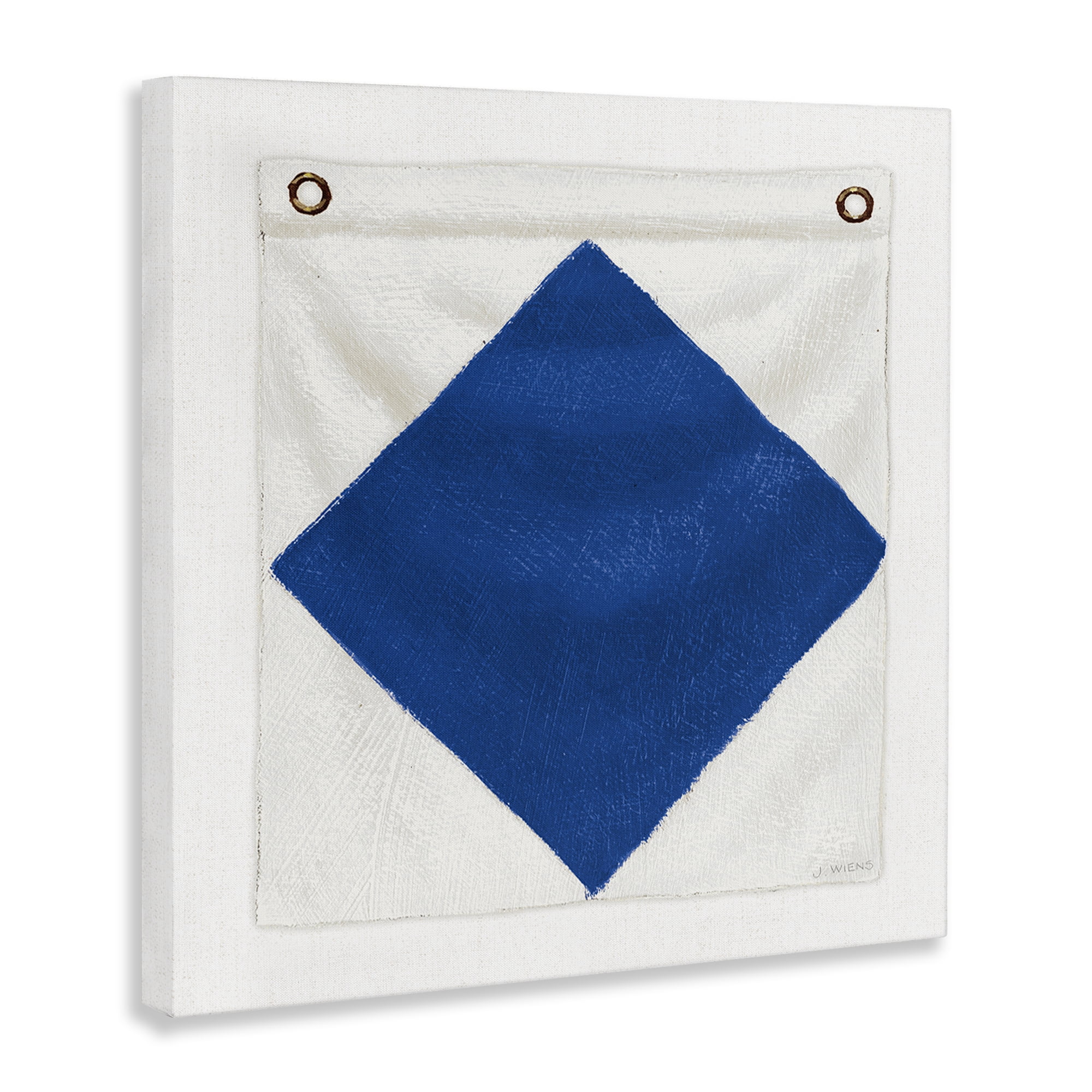 Stupell Industries Blue & White Nautical Flag Nautical & Beach Painting Wrapped Canvas Art Print Wall Art, 30 x 30