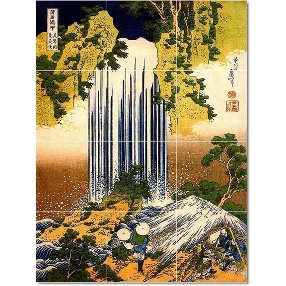 Ceramic Tile Mural-Katsushika Hokusai Ukiyo-E Painting 51. 12.75" w x 17" h using (12) 4.25 x 4.25 ceramic tiles
