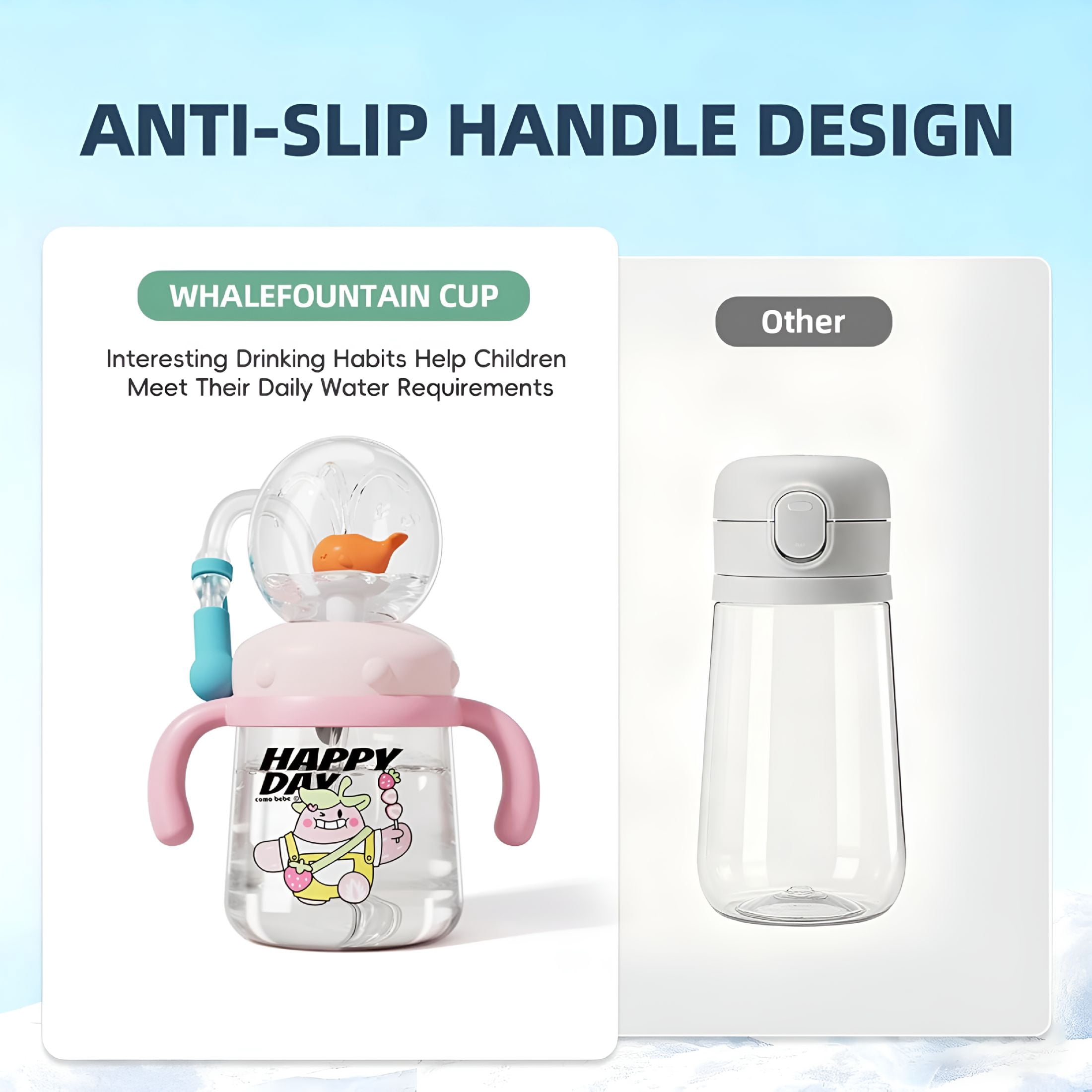 ACDANC 2026 New Fountain Cup for Kids Toddlers: 10Oz/300Ml Spill Proof Toddler Sippy,Straw Cup with Handle&Strap,Bpa-Free Sippy Cups for Toddlers 1-3,Kids Water Bottle(Green)