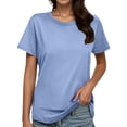 thumbnail image 1 of T-shirts pour Femmes à Manches Courtes, Col Rond, T-Shirts Basiques, Vêtements d'Été, Tenues de Vacances pour Femmes, 1 of 5