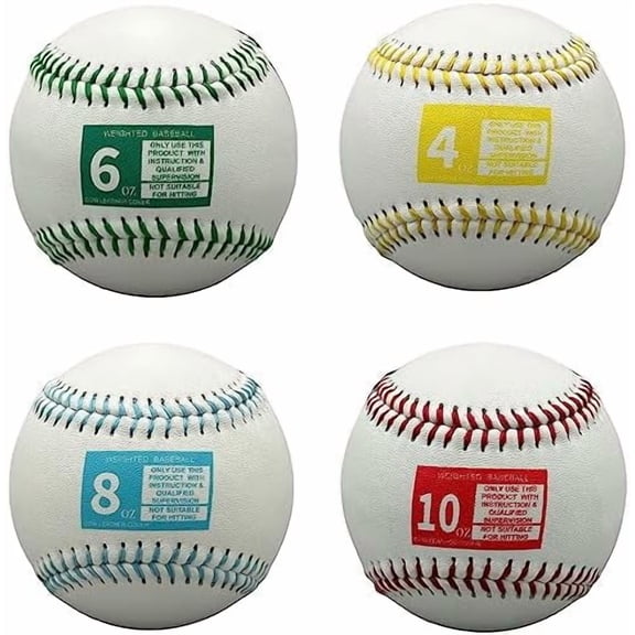 Play 9 Baseball Leather Weighted Baseball Training Set of 4 in for Teen and Adults for arm Velocity Training Ideal for Throwing and Pitching. (Set of 4)