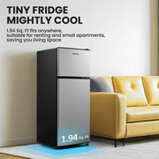 MaxKare 3.6 Cu.ft Mini Fridge with Freezer 2-Door Compact Refrigerator for Dorm, Office, Bar, RV, Bedroom, Silver