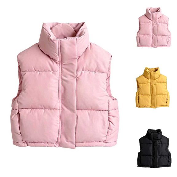 Bovxnpu Girls Puffer Vests Kids Sleeveless Zip Padded Warm Winter Vests Coat Outfits