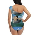 thumbnail image 5 of Gaeub Two Brave Cats Are Floating On The Sea Iceberg Women's One Shoulder Ruffle Tummy Control Swimwear for Swimming Surfing Beach Party - Large, 5 of 8