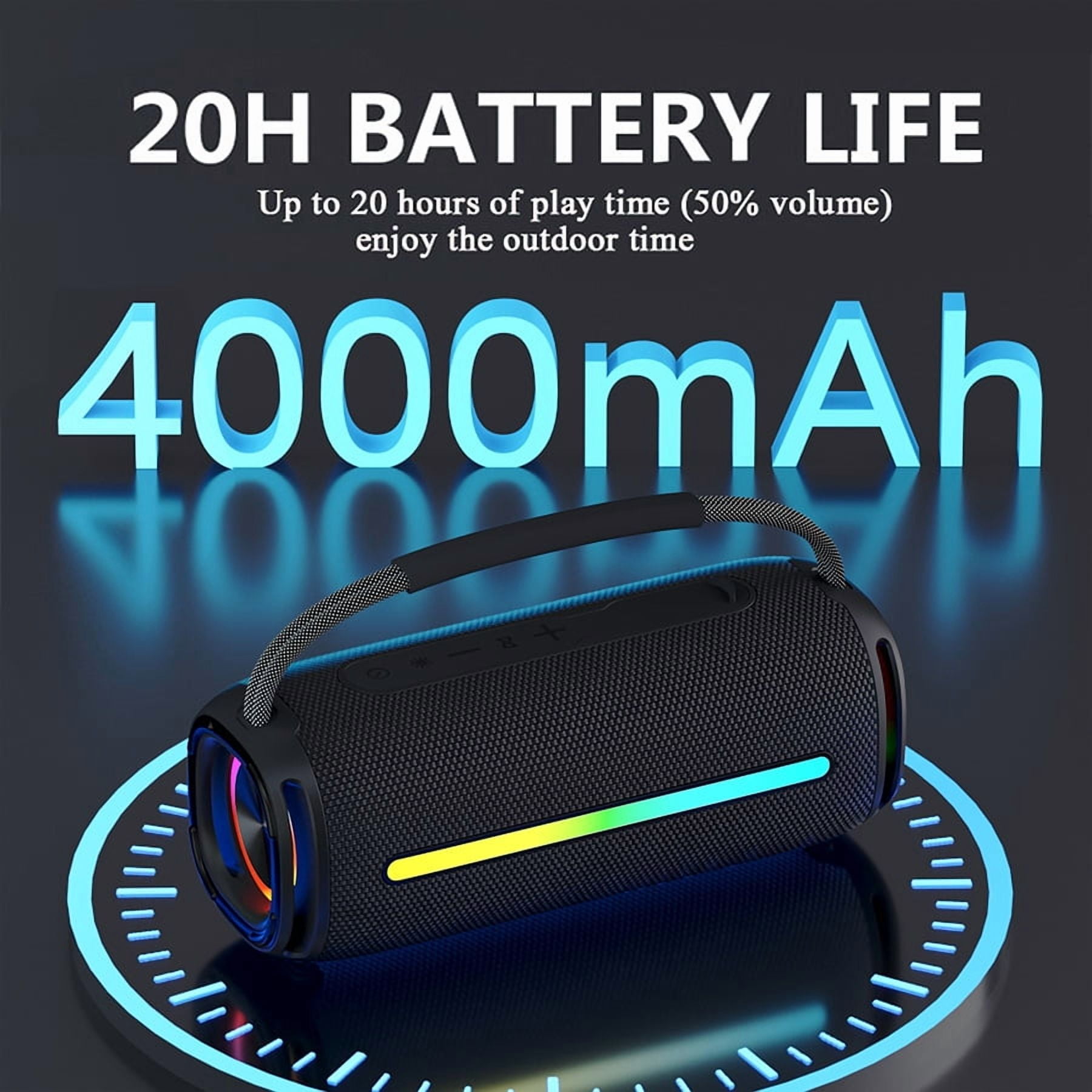 SCIJOY Bluetooth Speaker, 50W Portable Waterproof, 360° Sound, LED Lights, U Disk/TF Card Play, FM Radio