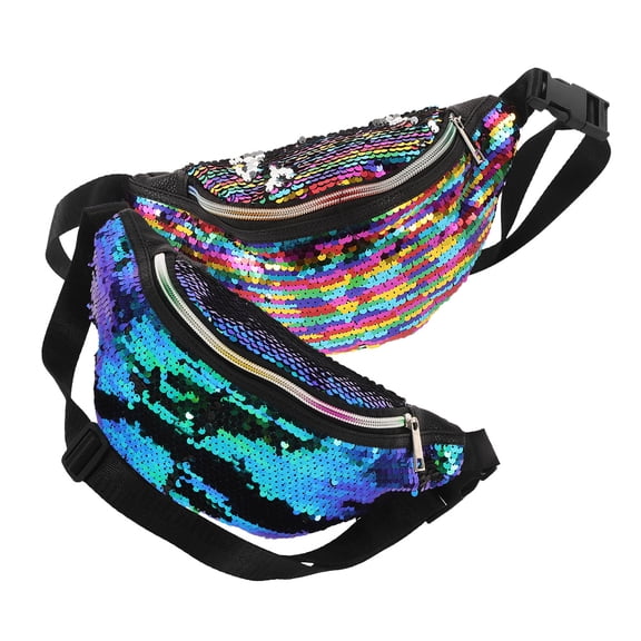 FONDOTIN Chest Bag Mermaid Sequin Waist Bag 2Pcs Storage for Women