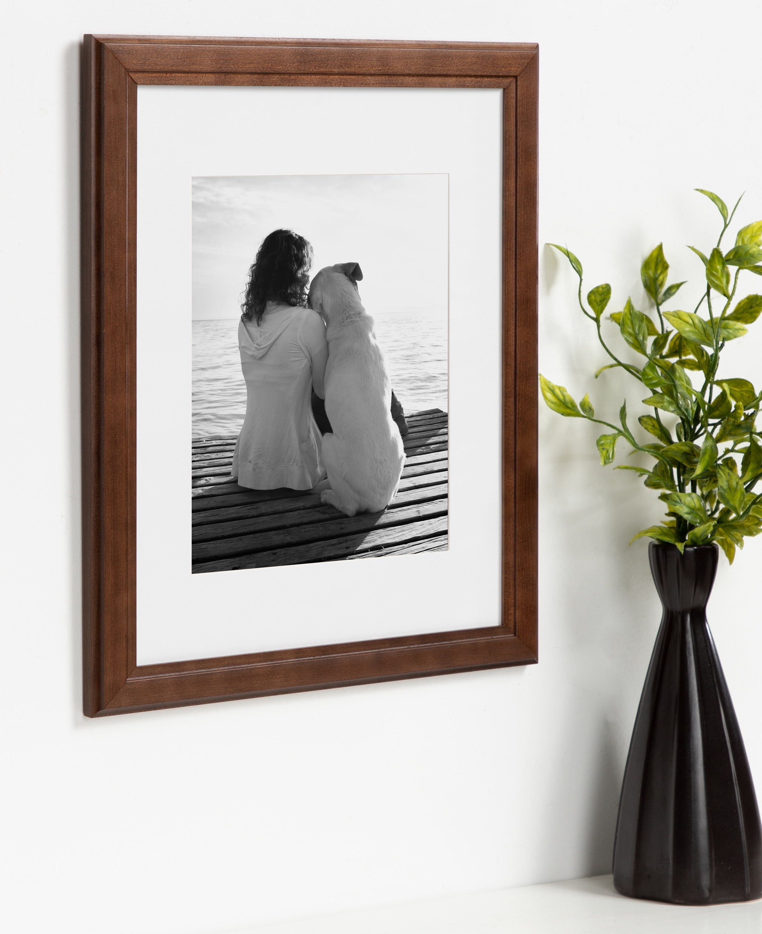DesignOvation Kieva Solid Wood Picture Frames, Espresso Brown 11x14 matted to 8x10, Pack of 4