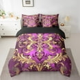 thumbnail image 2 of Manfei Retro Damask Print 7-Piece Twin Bedding Sets,Vintage Baroque Flower Bedding Comforter Set,Gold Purple Sheet Sets For Men Women,Super Cozy Room Decor Reversible, 2 of 8