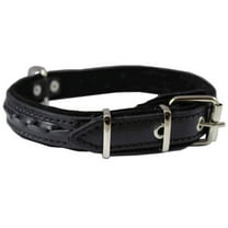 High Quality Genuine Leather Braided Dog Collar, Black 1" Wide. Fits 14"-18" Neck.