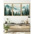 thumbnail image 4 of SHENIFY Fog Pine Green Tree Forest Canvas Wall Art 16x24in3pcs Natural Framed Nordic Nature Modern Artwork Prints Decor, 4 of 5