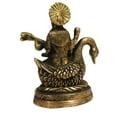 thumbnail image 2 of athizay 12 CM Height Saraswati Goddess Brass Idol Antique Finish Idol for Home|Office God Idols || Goddess of Knowledge and Wisdom || Diwali fervour Idol, 2 of 5