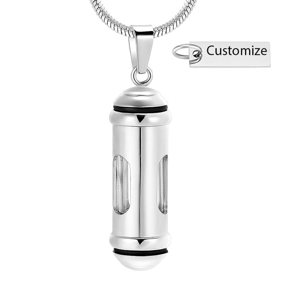 Stainless Steel Urn Necklace for Ashes Hourglass Glass Cremation Jewelry Openable Container Pendant Vial Tube