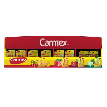 Carmex 104 count PDQ, End cap, Cough Cold, Assorted lip balm products