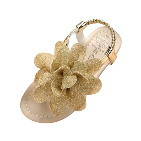 

Toddler Baby Girls Summer Sandals Cute Flower Sequins Flat Sandals Girls Fashion Casual Sandals Girls Anti-skid Breathable Soft Soled Sandals