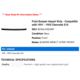 thumbnail image 2 of Front Bumper Impact Strip - Compatible with 1991 - 1993 Chevy S10 1992, 2 of 2