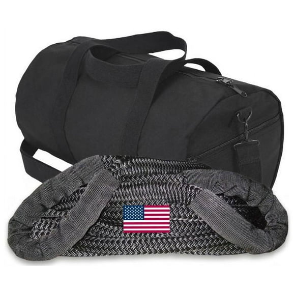 1 inch X 30 ft KINETIC RECOVERY ROPE (Snatch Rope) MILITARY-GRADE (U.S. Made) with Heavy-Duty Carry Bag