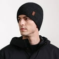 thumbnail image 2 of Roselia_Co Men's Winter Fleece Lined Beanie Hat, Thick Warm Knitted Skull Cap for Outdoor Cycling & Skiing, Navy, 2 of 5
