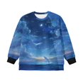 thumbnail image 4 of Xoenoiee Dolphin Moon Cloud Print Girls Casual Long Sleeve T Shirt Crewneck with Side Split Fall Pullover Loose Tunic Sweater Tops, Size 5-6 Years, 4 of 7