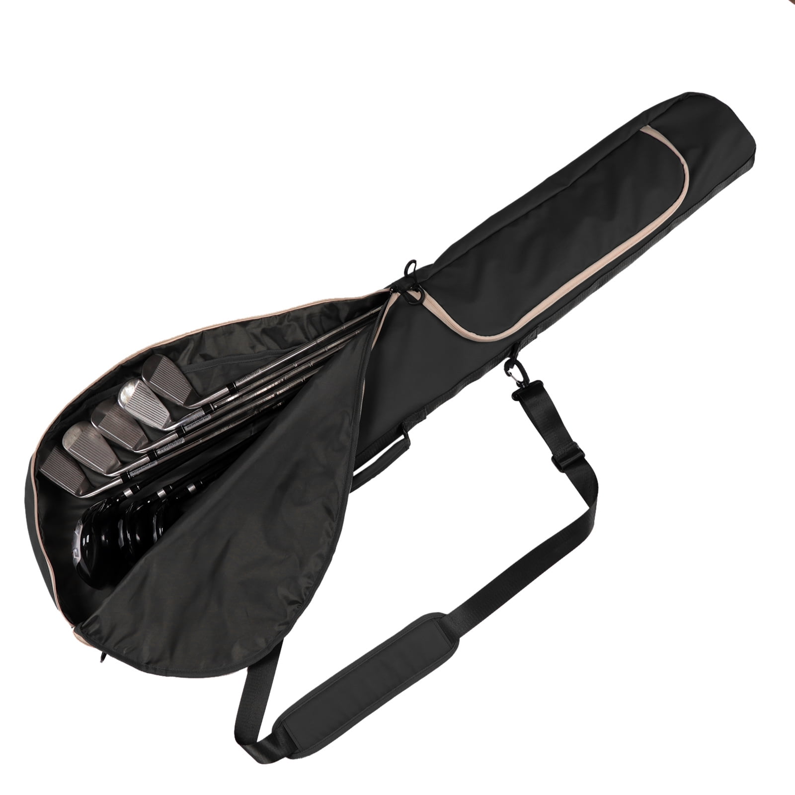 TOURBON Golf Clubs Bag Nylon Lightweight Sunday Bag Travel Pack for Driving Range Waterproof Black Outdoor