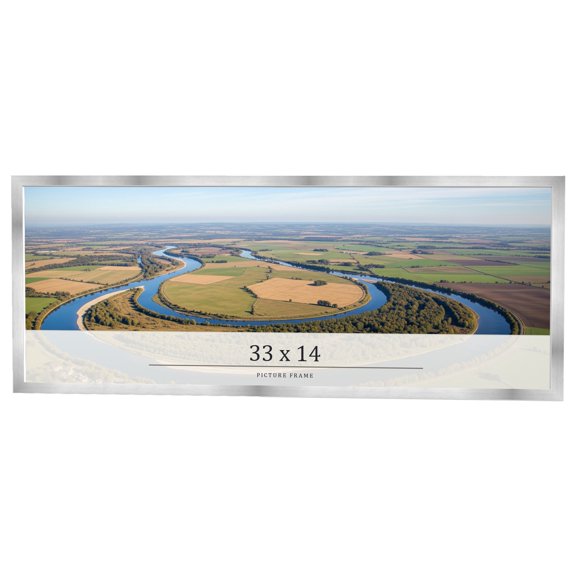 33x14 Frame Silver Real Wood Picture Frame Width 0.75 inches | Interior Frame Depth 0.5 inches |