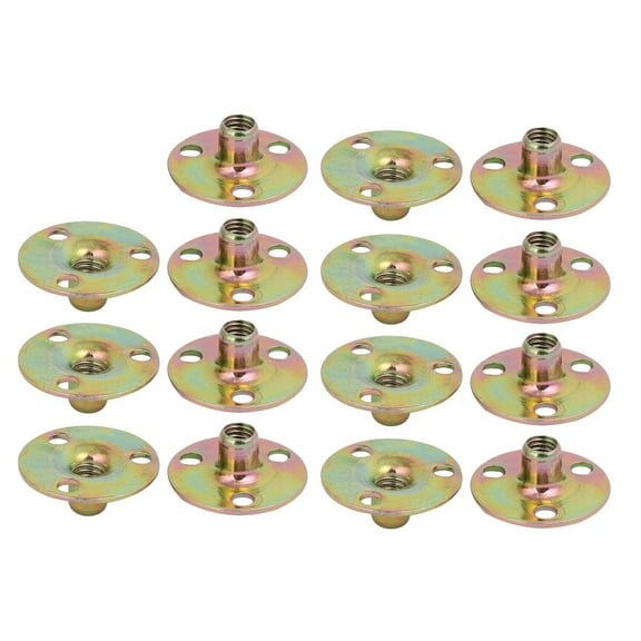 Unique Bargains M6x25x1.2mm Carbon Steel Zine Plated Round Base Screw-On Tee Nut 15pcs