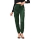 thumbnail image 1 of Pantalones cargo de satén sedoso Allegra K tiro alto elástico con cordón mujer Verde oscuro S, 1 of 6