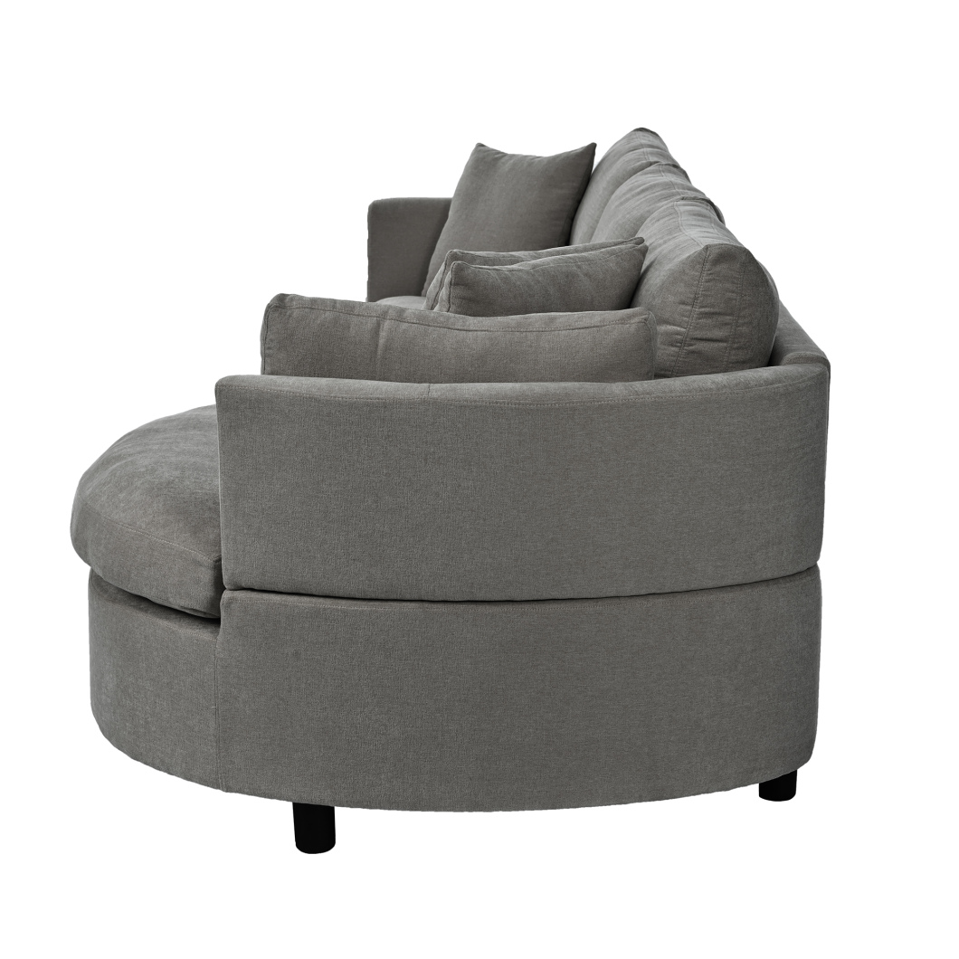 111.4" Large 3-Seater Sofa with Curved Seat and 3 Pillows, Oversized Modern Sofa Couch with Wooden Frame for Living Room, Bedroom and Office, Weight Capacity 220lbs/Seat, Grey