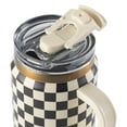 thumbnail image 5 of Thyme & Table 32 fl oz Stainless Steel Luna Tumbler with Handle and Dual Straw Lid, Cream & Black Check, 5 of 8