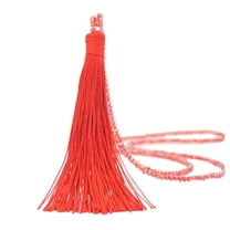 Fdelink Fashion Necklace Chain Sweater Boho Vintage Women Bead Long Glass Drop Necklace Tassel Necklaces Pendants Red