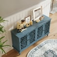 thumbnail image 6 of Aukfa 60" Antique Buffet Cabinet with Floral Carved Doors, Solid Wood Sideboard TV Stand for Kitchen Dining Living Room,Blue, 6 of 8