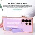 thumbnail image 6 of Compatible with Samsung Galaxy S22 Ultra 6.8" 2022 Case Thin for Women Girls,Soft TPU Plating Bumper Wristband Holder Case Slim Anti-Scratch Shockproof Love Heart Cute Case(Elegant Purple), 6 of 16